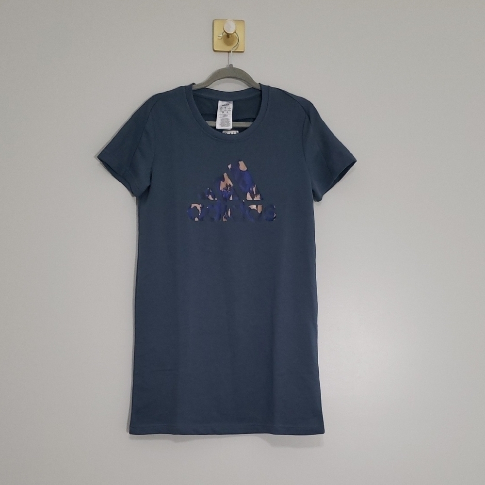 Adidas Zoe Saldana Collab Women T-Shirt Dress Small Blue Athletic Athleisure New